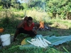 Cassava wird für den Lovo vorbereitet